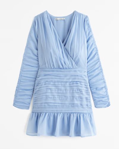 Women's Long-Sleeve Ruched Mini Dress | Women's Clearance | Abercrombie.com | Abercrombie & Fitch (US)