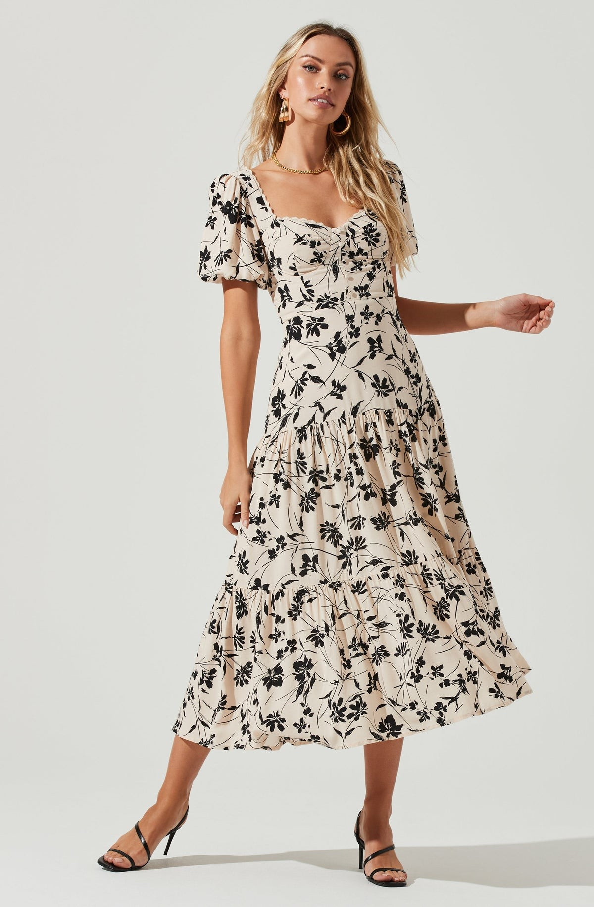 Baldwin Pointelle Puff Sleeve Midi Dress | ASTR The Label (US)