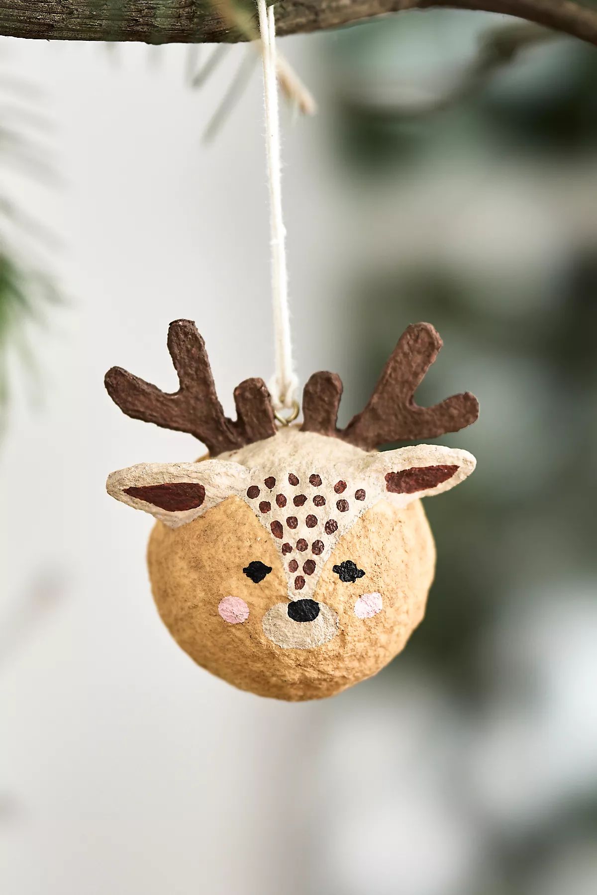 Holiday Deer Recycled Cotton Ornament | Anthropologie (US)