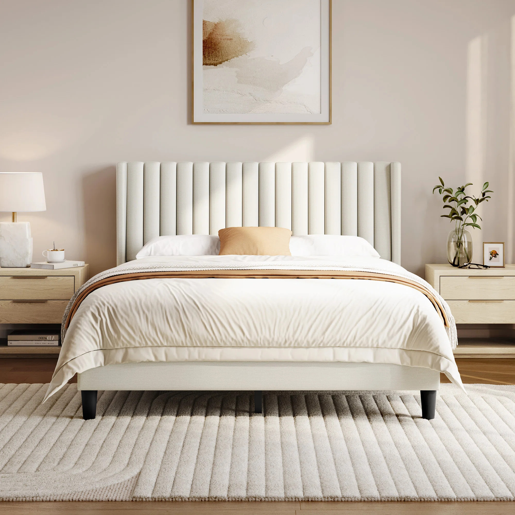 Yaheetech Multi-sized Upholstered Bed Frame with Channel Tufted Headboard & Reviews - Wayfair Can... | Wayfair North America
