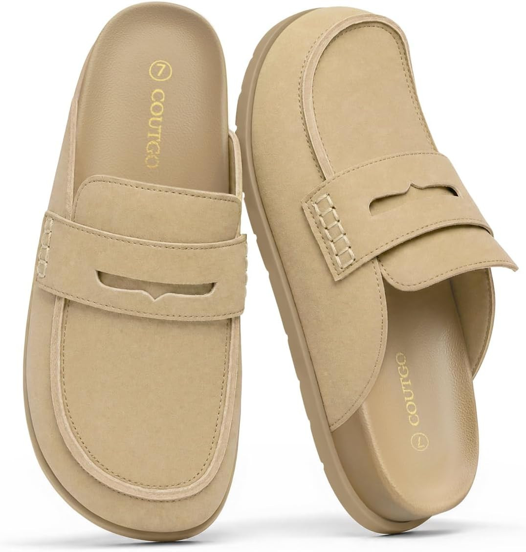 Coutgo Womens Vegan Suede Clogs Slip On Penny Loafer Comfortable Mules | Amazon (US)