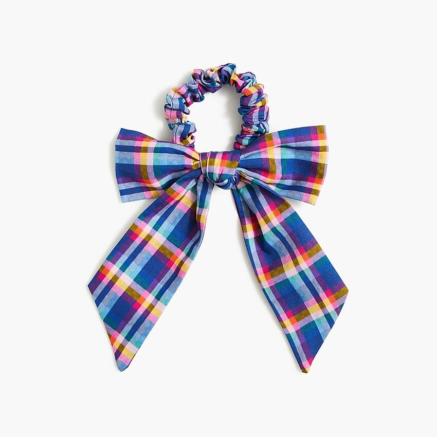 Mixed-plaid scrunchie with bow | J.Crew Factory