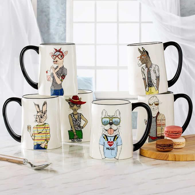 Animal Coffee Mugs 6Pc 17.5 Oz. By | Walmart (US)