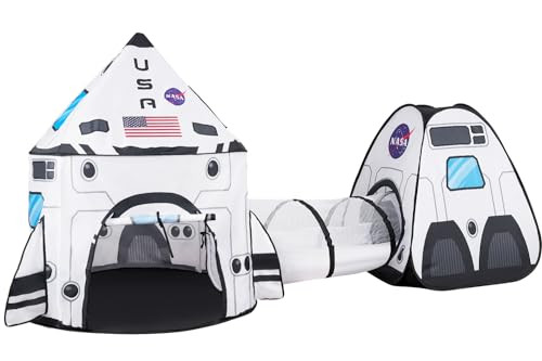 JOYIN White Rocket Ship Pop up Play Tent with Tunnel and Playhouse Kids Indoor Outdoor Spaceship ... | Amazon (US)
