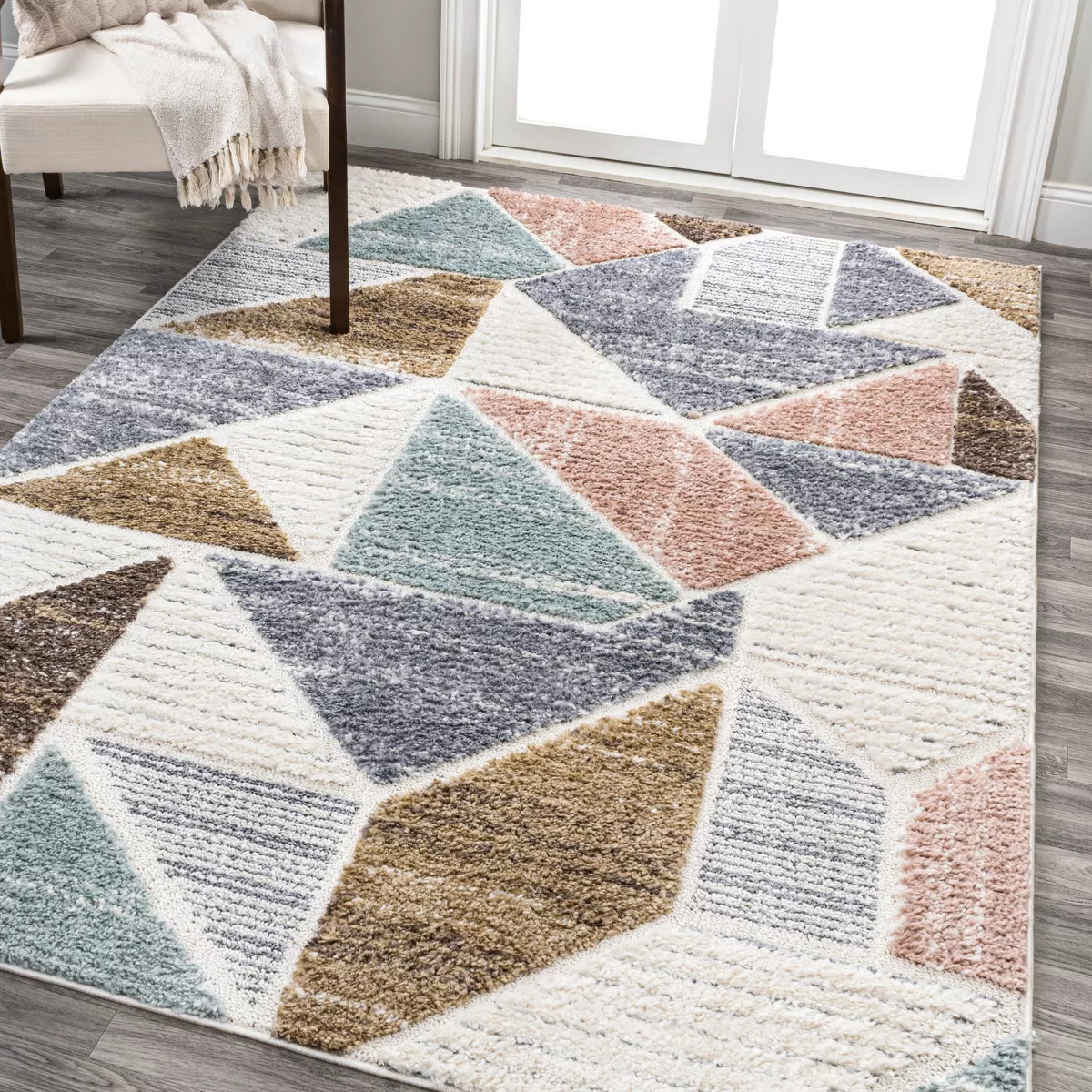 Aileen Geometric Scandi Colorblock Carved Area Rug - JONATHAN Y | Target