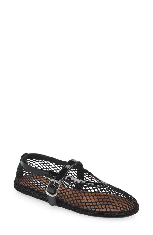 Alaïa Fishnet Ballerina Flat in Black at Nordstrom, Size 7.5Us | Nordstrom