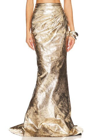 LaQuan Smith Pleated Metallic Mermaid Skirt in Gold from Revolve.com | Revolve Clothing (Global)