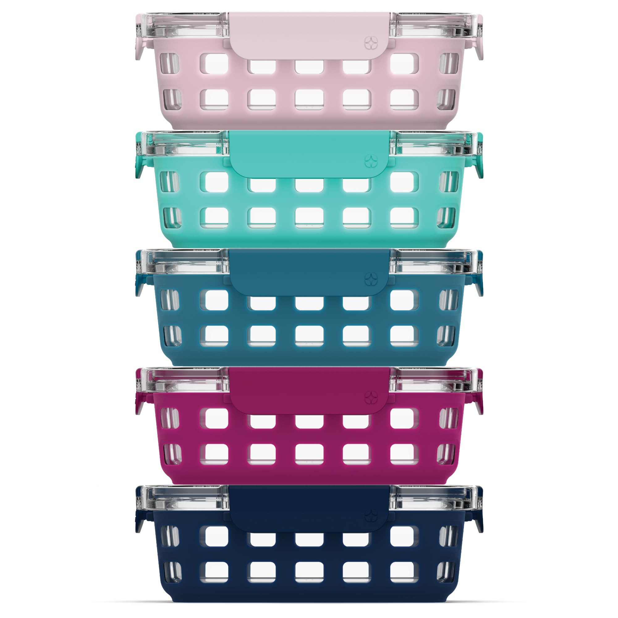 Ello Duraglass 3.4 Cup Meal Prep Sets 10Pc, 5 Pack Set- Glass Food Storage Container with Silicon... | Amazon (US)