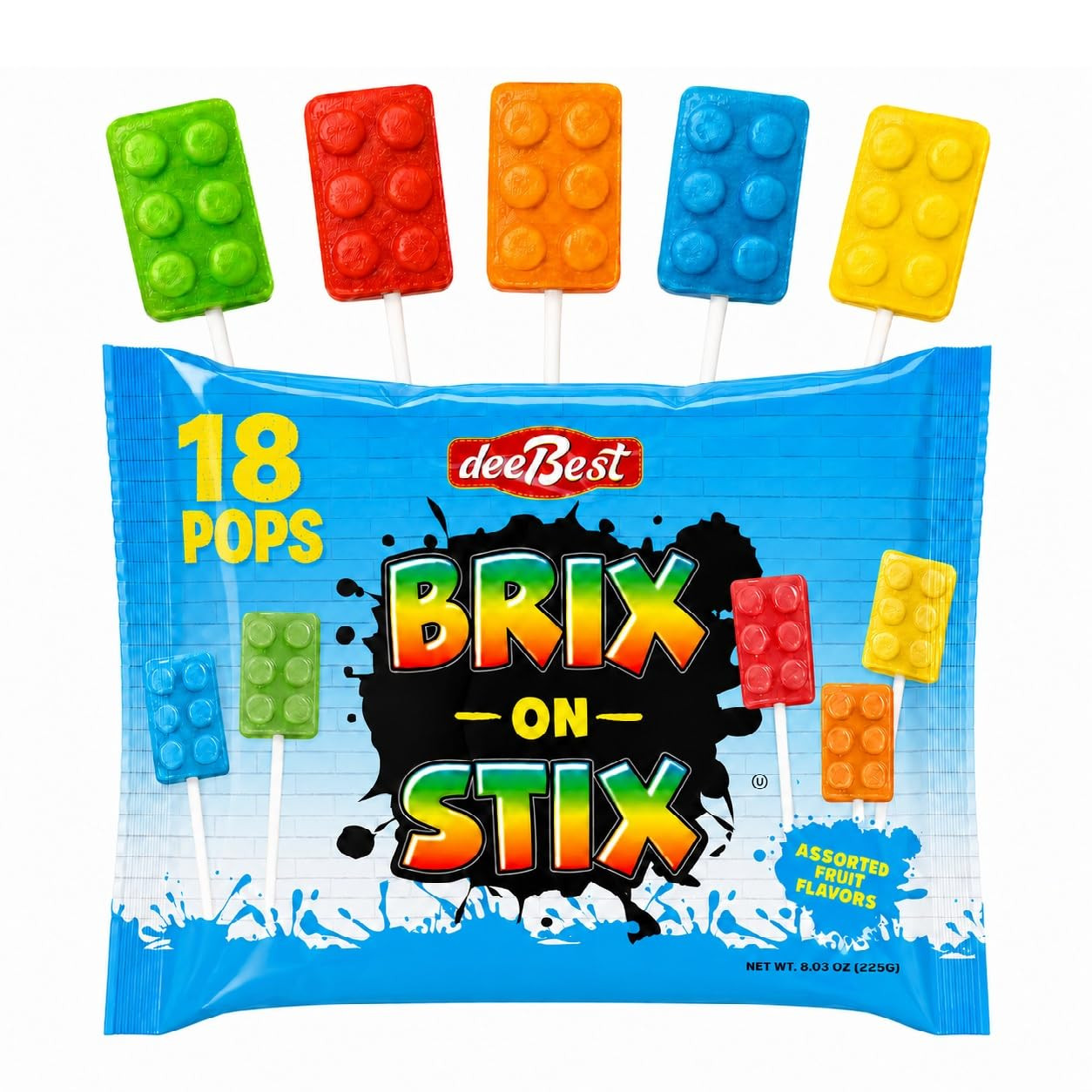 Brix On Stix | Brick Building Party Lollipop Suckers | Assorted Fruit Flavors Candy | 18 Count | Great for Birthday Parties, Holiday Giveaways, Party Favors, School Treats | Amazon (US)