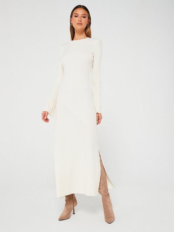 Knitted Ls Asymetric Dress | Very (UK)