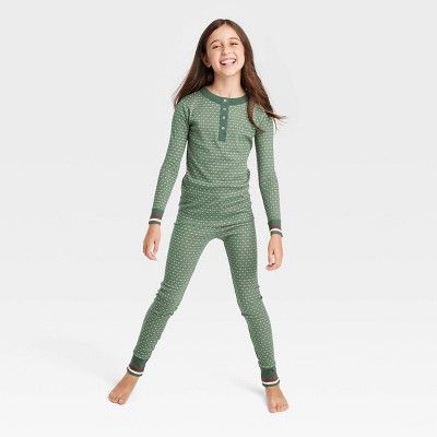 Kids' Allover Fleck Pajama Set Green - Hearth & Hand™ with Magnolia | Target
