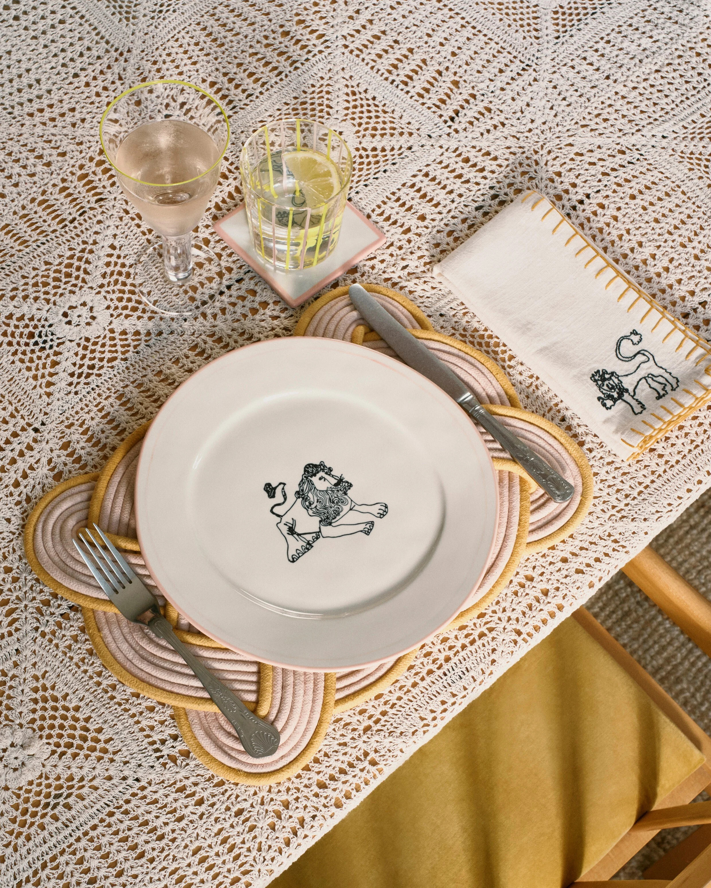 Shrimps x Oliver Bonas Lion Napkins Set of Two | Oliver Bonas | Oliver Bonas (Global)