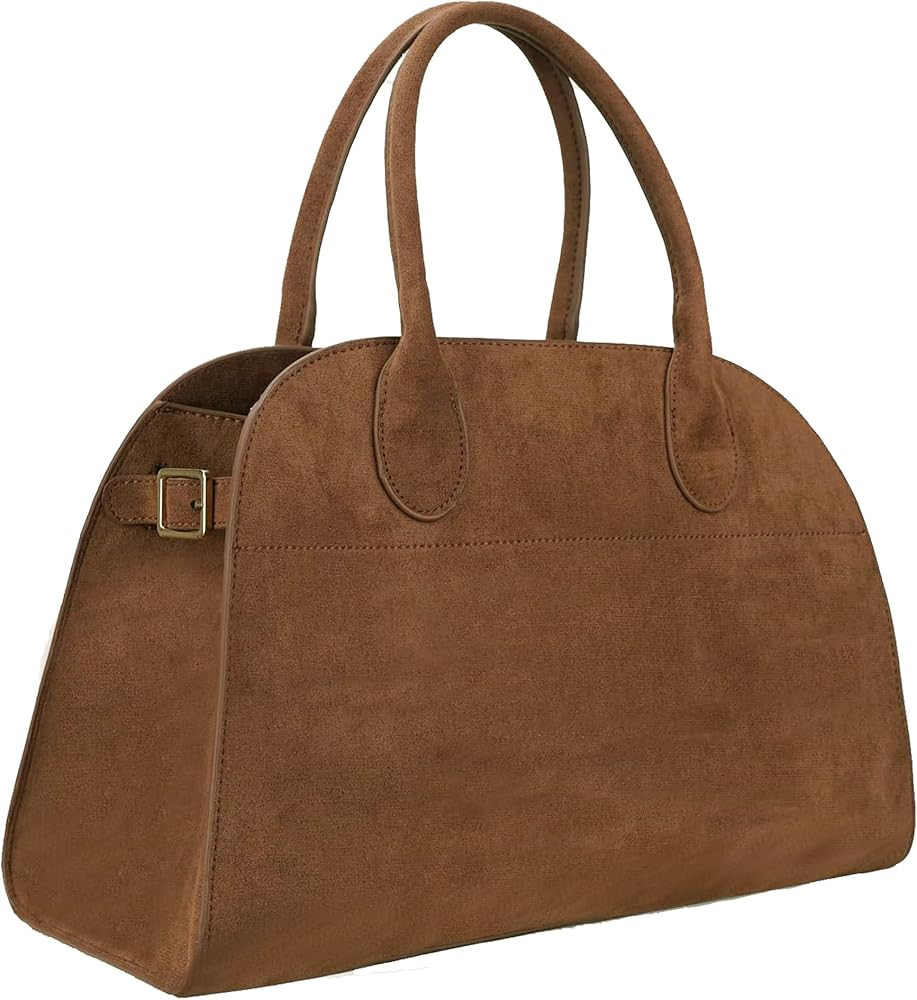 Large Suede Tote Bag For Women,Suede Retro Shoulder Bag,Crossbody Bag Faux Leather Handbag Trendy... | Amazon (US)