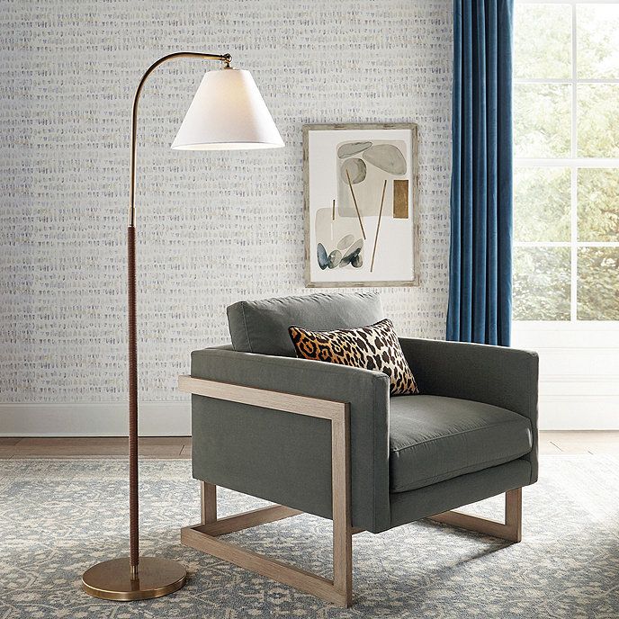 Brittan Arc Floor Lamp with Leather Wrap | Ballard Designs, Inc.