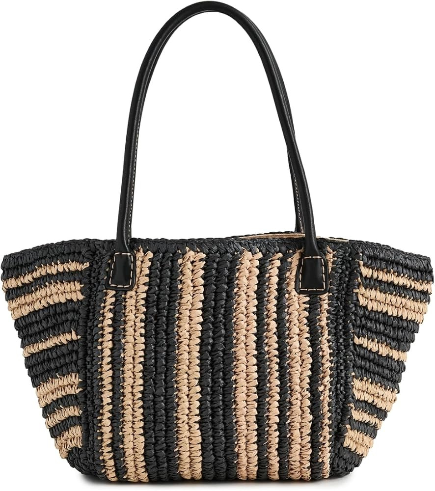 Madewell Women's Mini Black And White Straw Tote | Amazon (US)