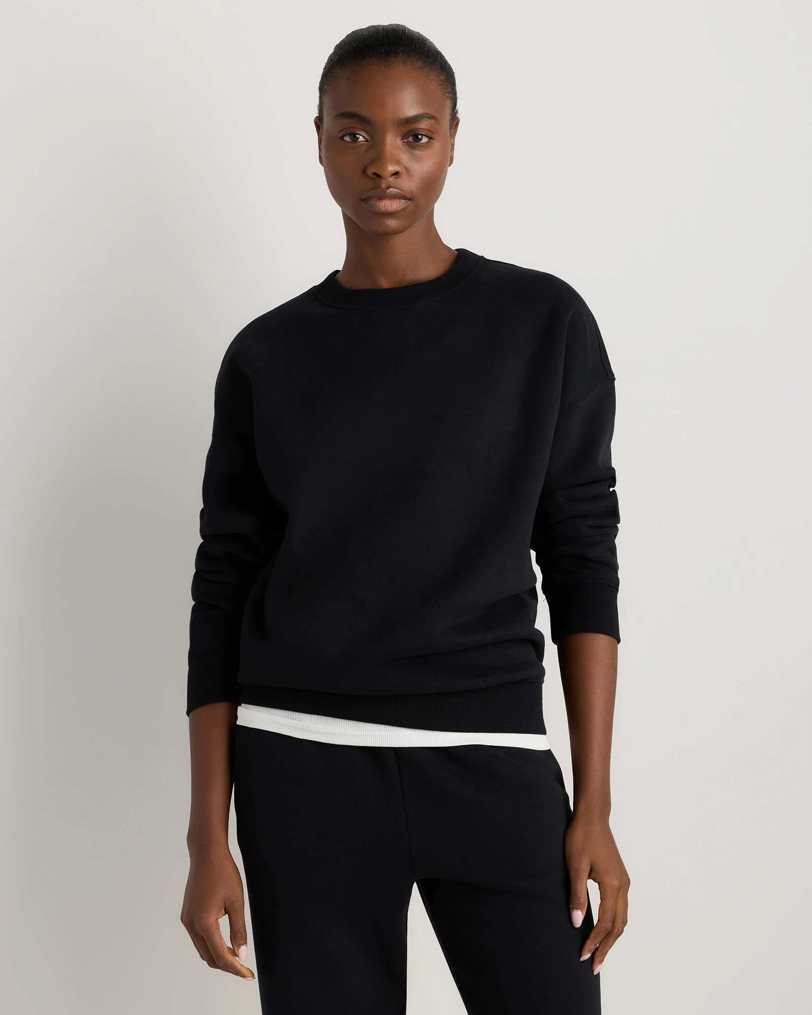 Quince | Women's Everyday Fleece Crew Neck Alpaca Sweater in Light Heather Grey, Size Large, Organic Cotton | Quince