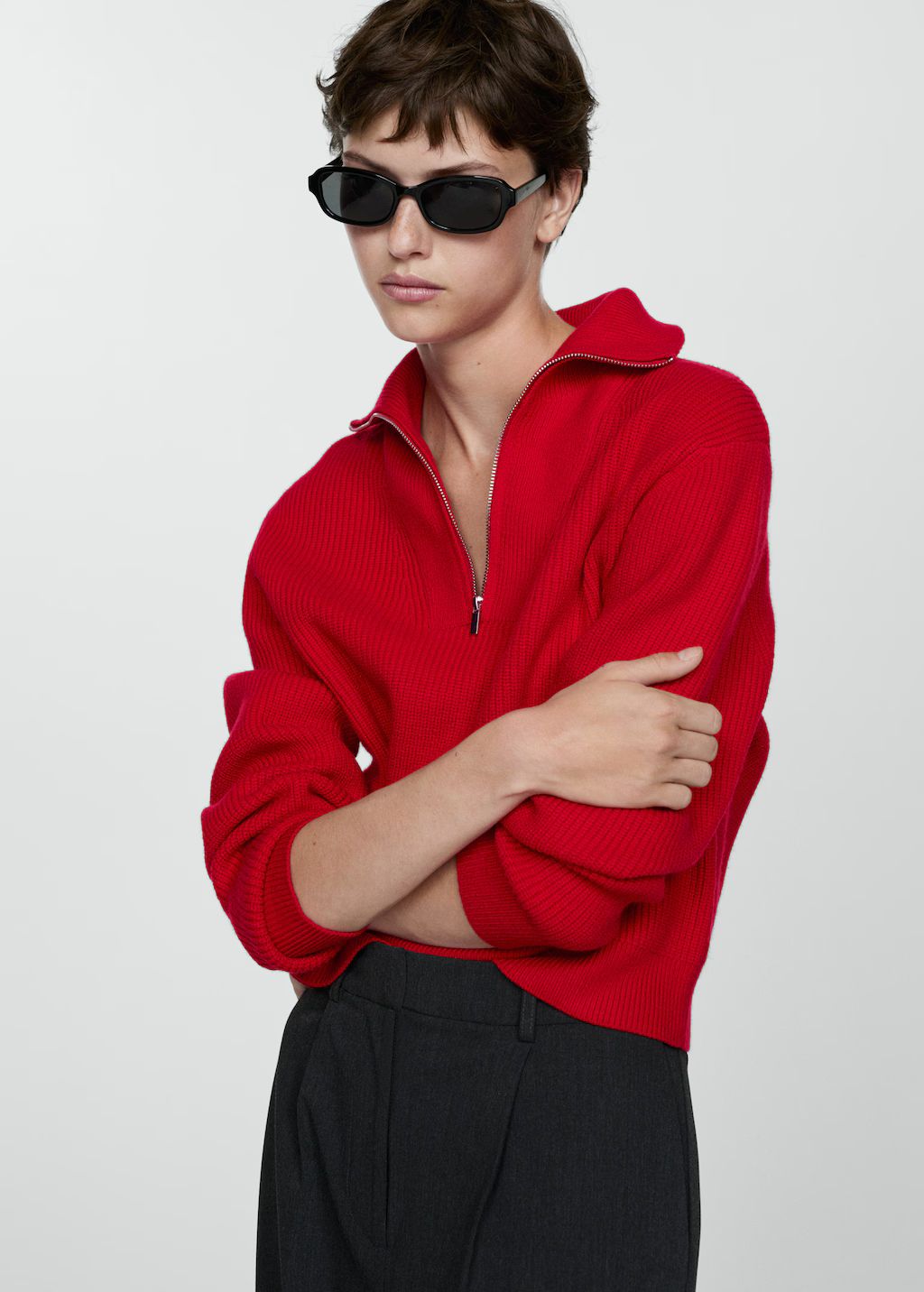 Zip neck jumper - Woman | MANGO USA | MANGO (US)