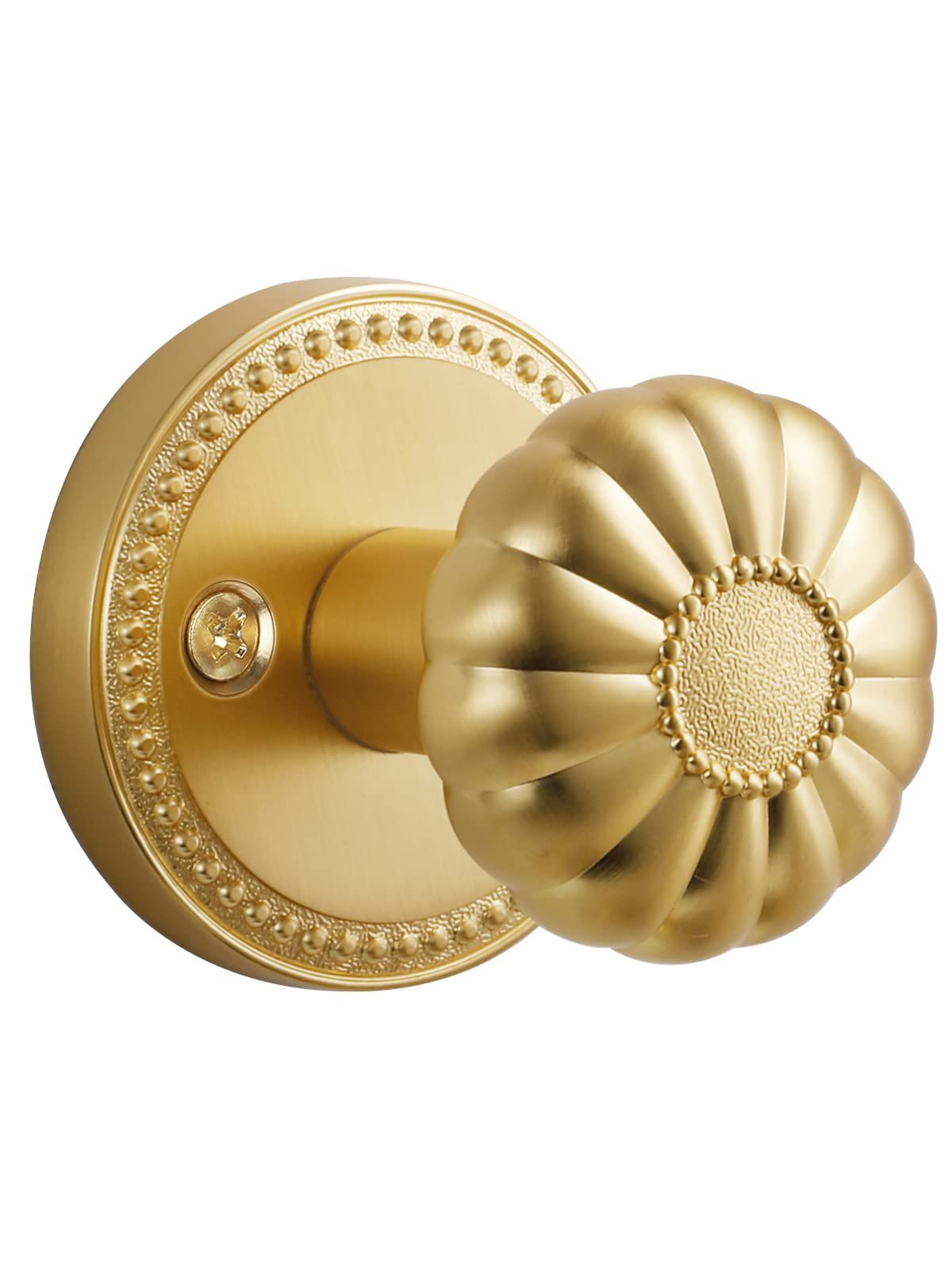 Gold Door Knobs Passage Door Knobs Brushed Gold Interior Satin Brass Door Knob for Hall and Close... | Amazon (US)