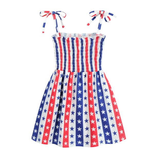 CM-Kid American Flag Dress for Summer Toddler Girl 4th Of July Sun Dresses 2T | Walmart (US)