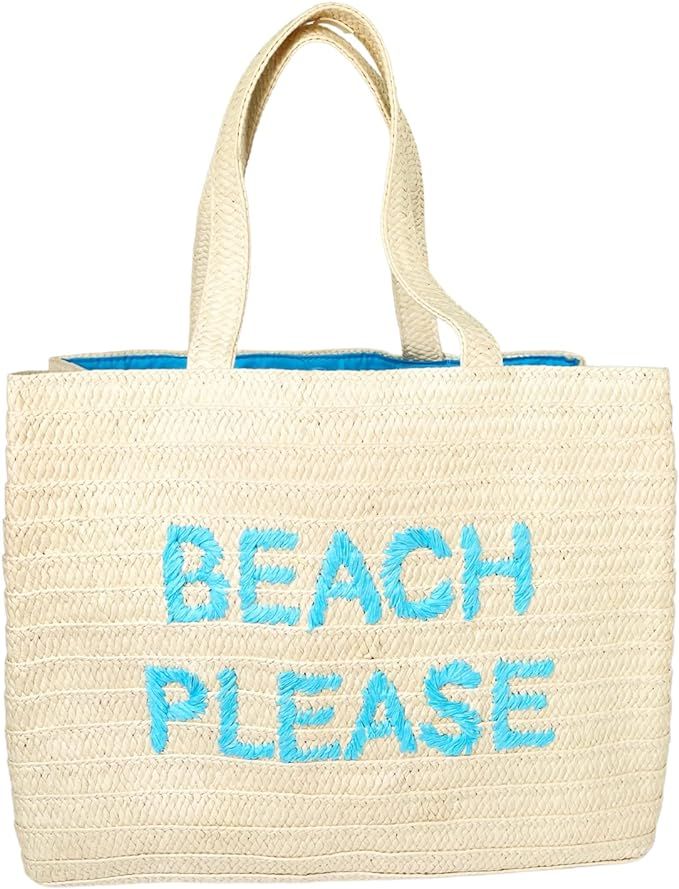 Hello Beaches Beach Bags for women. Take this beach bag out to the beach, please! Chic straw beac... | Amazon (US)