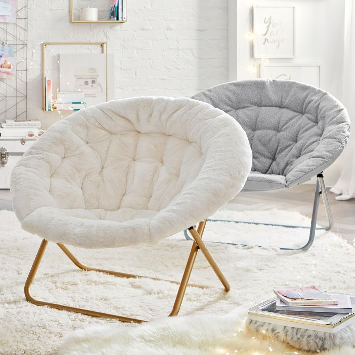 Polar Bear Faux-Fur Ivory Hang-A-Round Chair | Pottery Barn Teen