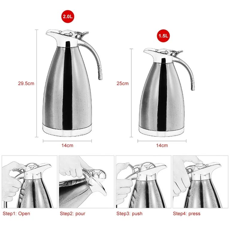 Stainless Steel Coffee Tea Pot Double Wall Vacuum Insulated Thermo Jug Hot Water Bottle Flask for... | Walmart (US)