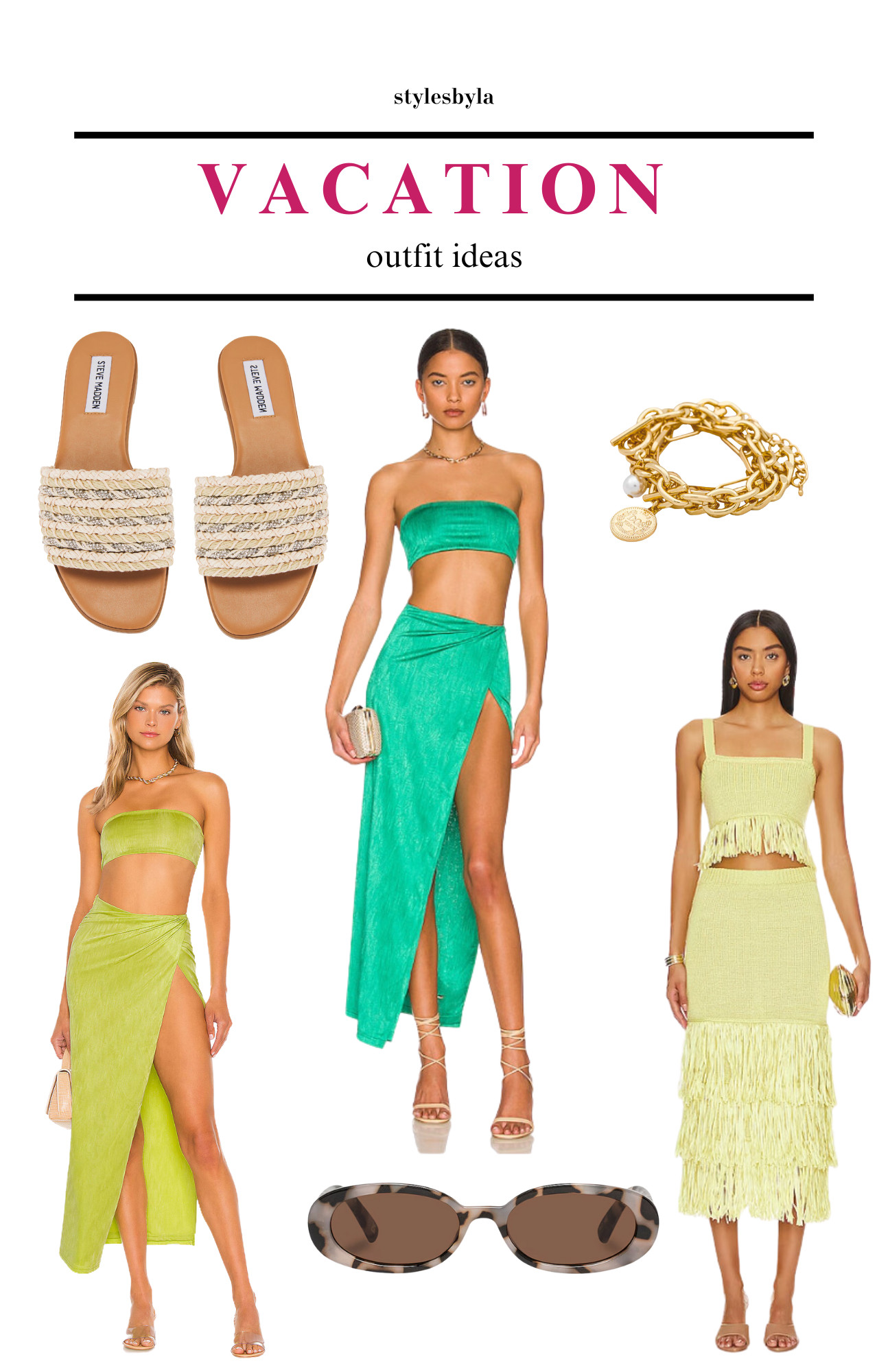 "✨ Spring Break 2025 Ready! 🌴 Shop the perfect *green vacay vibes* 🌿 with this stunning green set, maxi dress, and flowy skirt – all from Revolve! ✨ Pair with Steve Madden sandals and chic sunglasses for that *effortless vacation look*. 🌞 Click to shop your new favorite vacation outfit and make your next getaway stylish and comfy! 💚👗 #LTKSpringBreak #RevolveVacationOutfits #MaxiDressGoals #VacationReady #GreenVibesOnly" 

 #LTKMostLoved #LTKStyleTip #LTKTravel