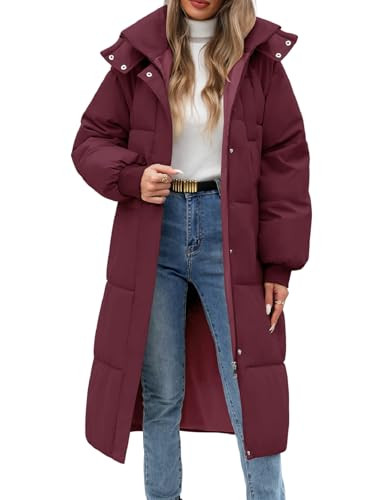 Women Long Puffer Coat Winter Warm Hooded Jacket Long Sleeve Parka Full Length Down Coats With Zi... | Amazon (US)