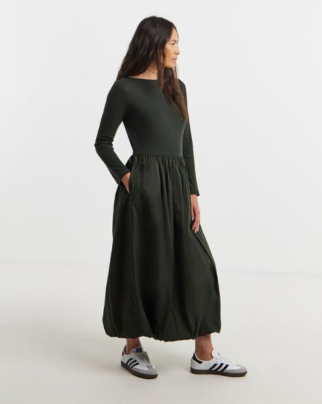 Bubble Hem Popplin Rib Dress | JD Williams 