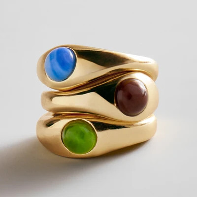 Stassie Semi-Precious Ring Set - 6 / Multi/Gold | BaubleBar