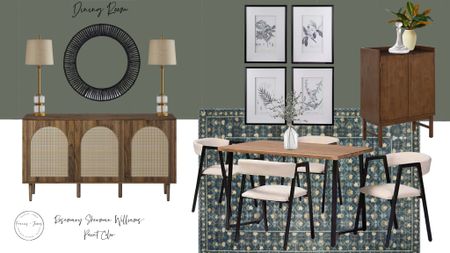 Dining Room, Green Rug, dining table, dining chairs and table set, buffet, console table, sideboard table, buffet lamps, gold lamps, botanical prints, bar cabinet, rope mirror, black rope mirror

#LTKsalealert #LTKhome #LTKFind