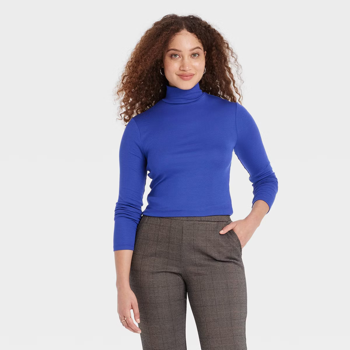 Women's Long Sleeve Mock Turtleneck Ribbed T-Shirt - A New Day™ | Target
