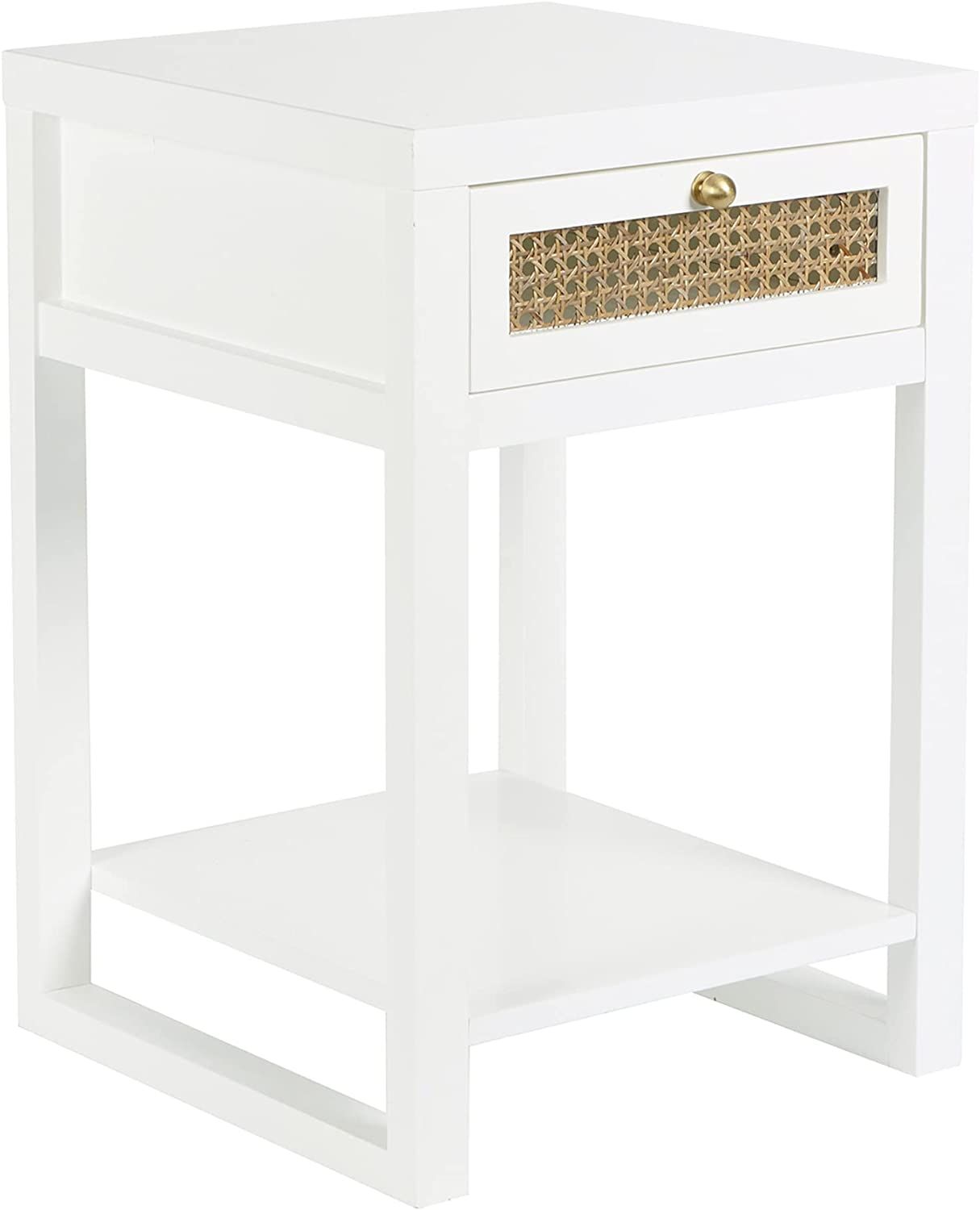 Decor Therapy Luna Rattan Drawer End/Side Table, White | Amazon (US)