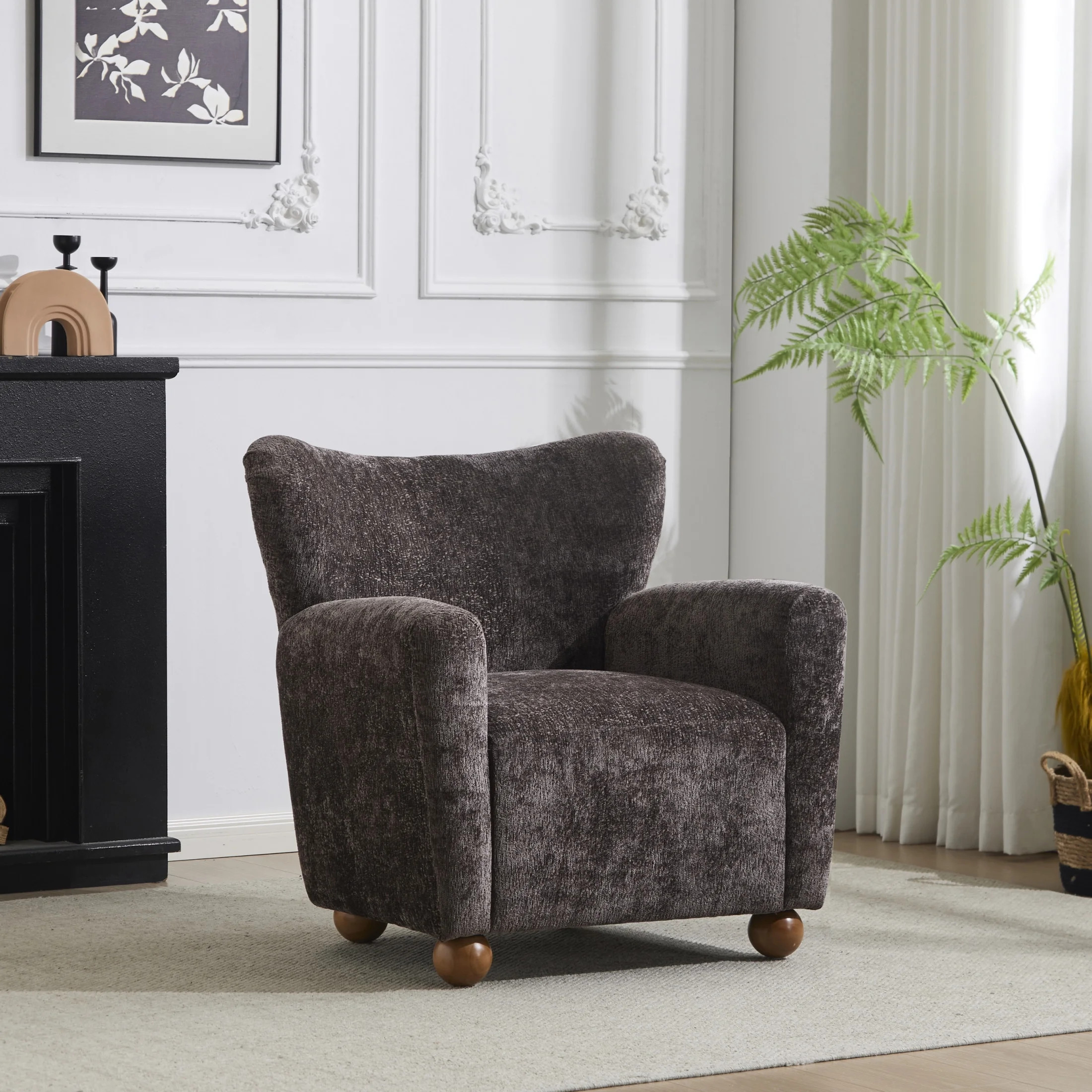 Christopher Knight Home Wingback Chair, Chenille Upholstered Accent Chair with Solid Wood Legs, D... | Walmart (US)