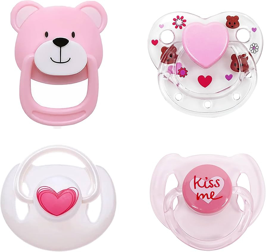 MAREBABY Pink Style Magnetic Pacifier Set 4 Pieces for Reborn Baby Dolls Feeding Toy Accessories ... | Amazon (US)