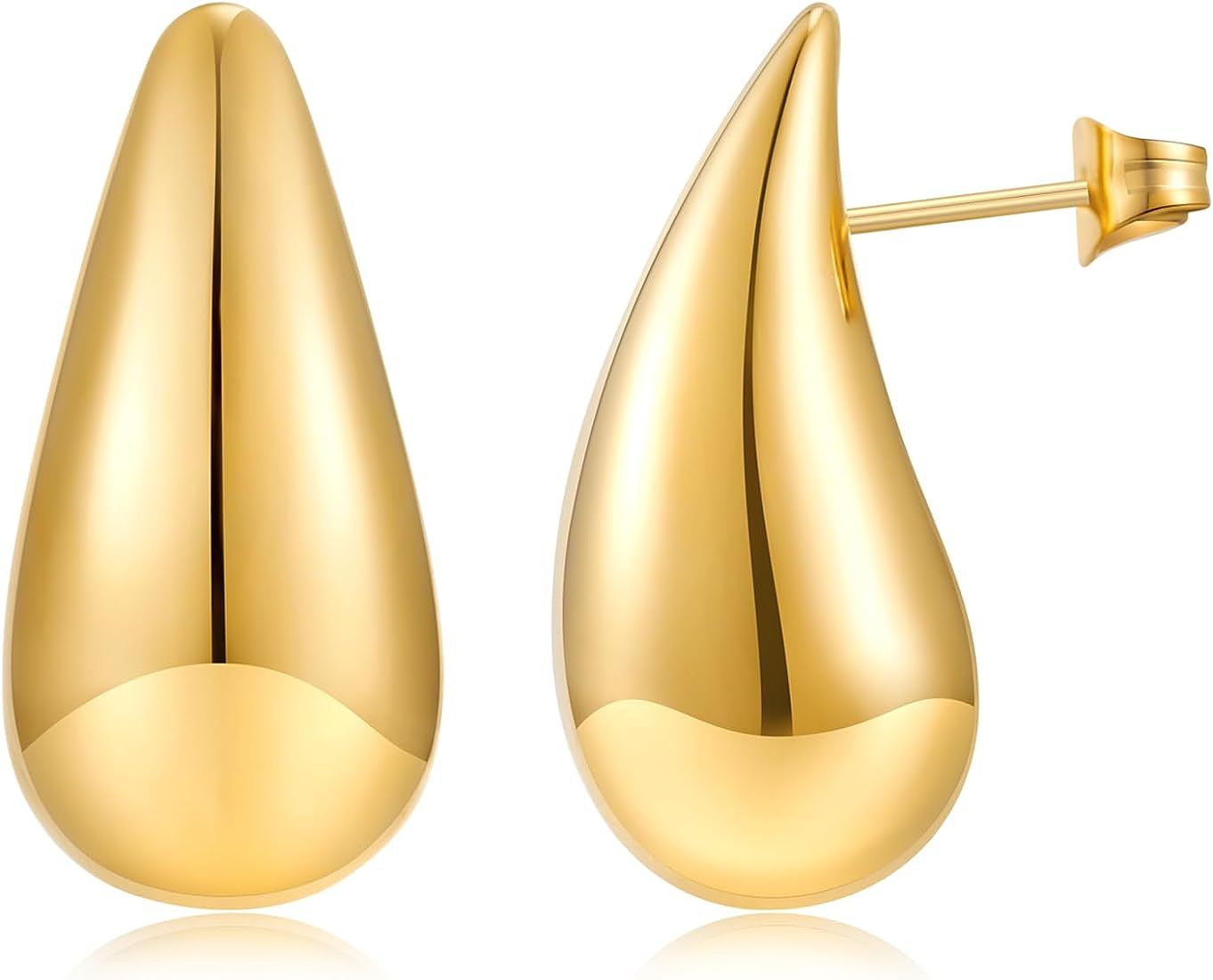 Waterdrop Earrings for Women,Chunky Gold Silver Drop Earrings Fashion Jewelry Gift | Amazon (US)