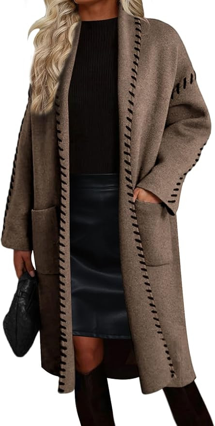 VIMPUNEC Womens Fall Long Cardigan Sweaters Oversized Chunky Jackets Open Front Knit Outwear Coat... | Amazon (US)