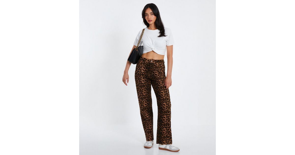 QUIZ Brown Leopard Print Jeans | New Look | New Look (UK)