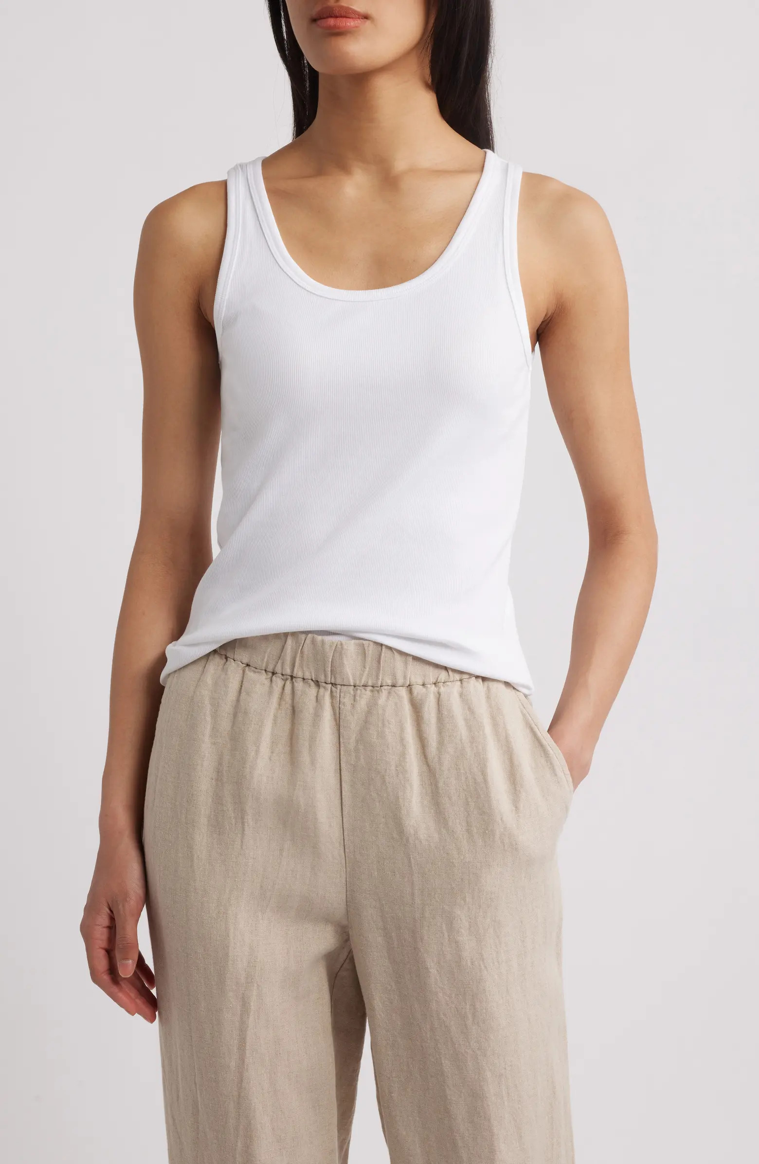 Scoop Neck Stretch Organic Cotton Tank | Nordstrom