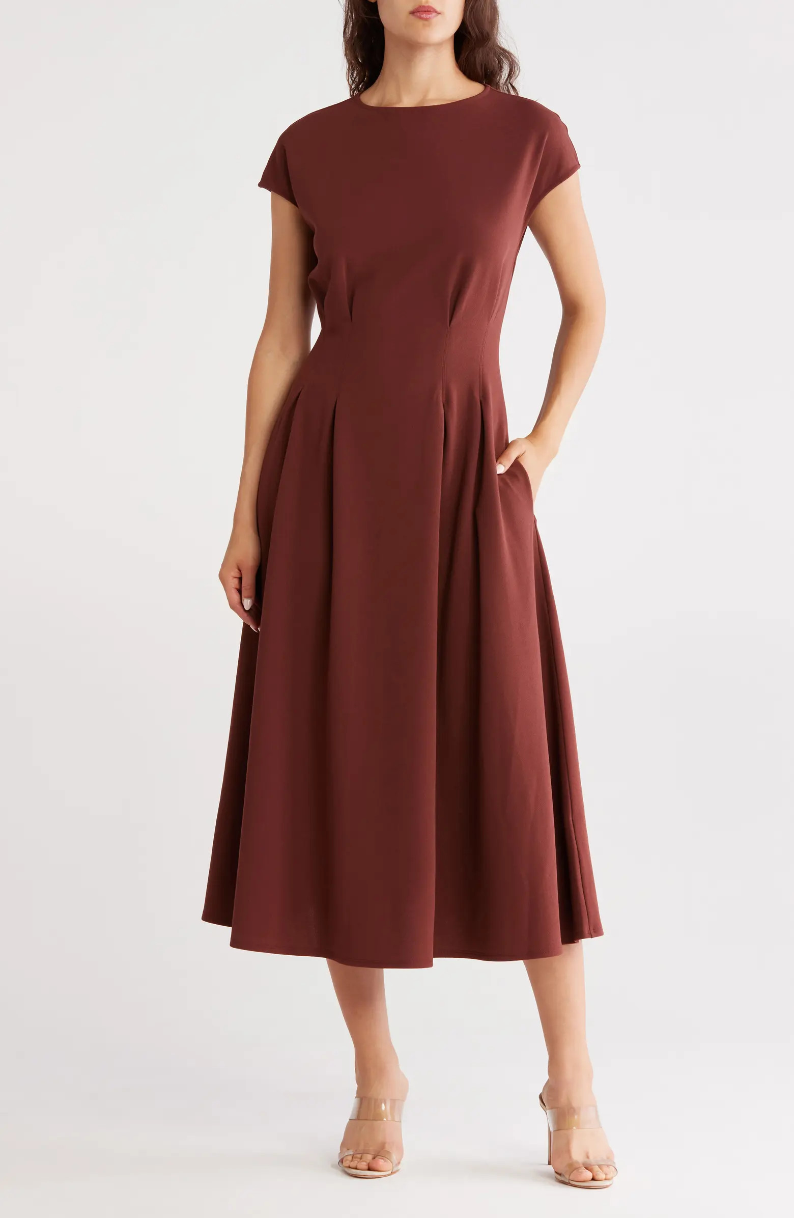 Pleated Waist Knit A-Line Dress | Nordstrom Rack
