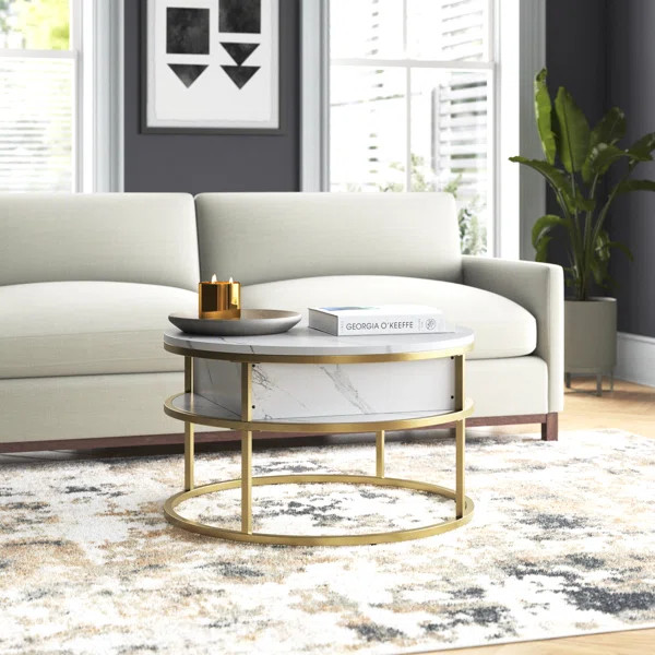 Rothwell Lift Top Extendable Round Frame Coffee Table with Storage | Wayfair North America