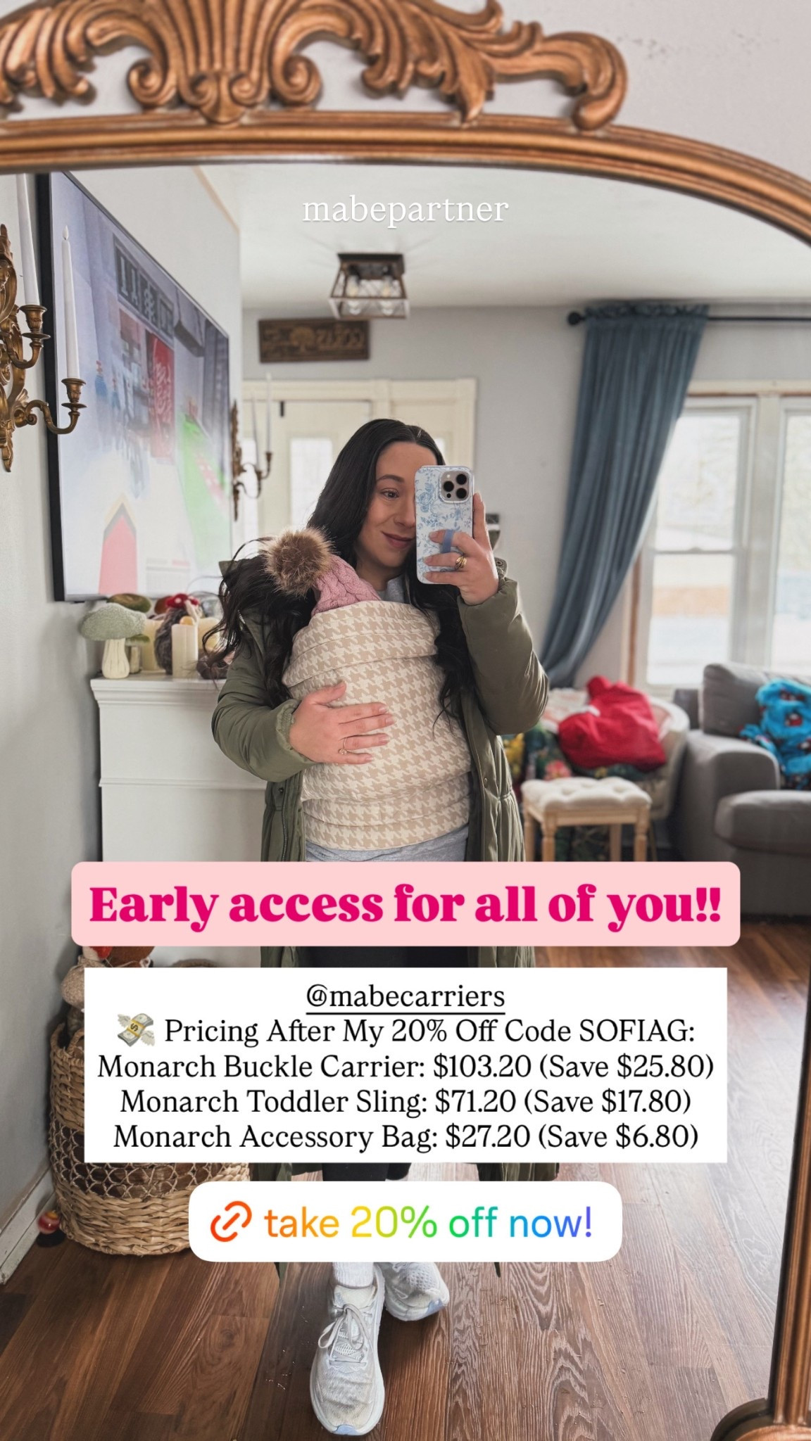 🤍 Babywearing all winter long — cozy, hands-free, & so soft.
Early access + 20% off at Mabe with code SOFIAG ✨
Linking the carrier, sling & accessory bag!

Perfect for errands, school drop-off, or just extra snuggles 🫶

#LTKmomlife #LTKGiftGuide #LTKCyberWeek