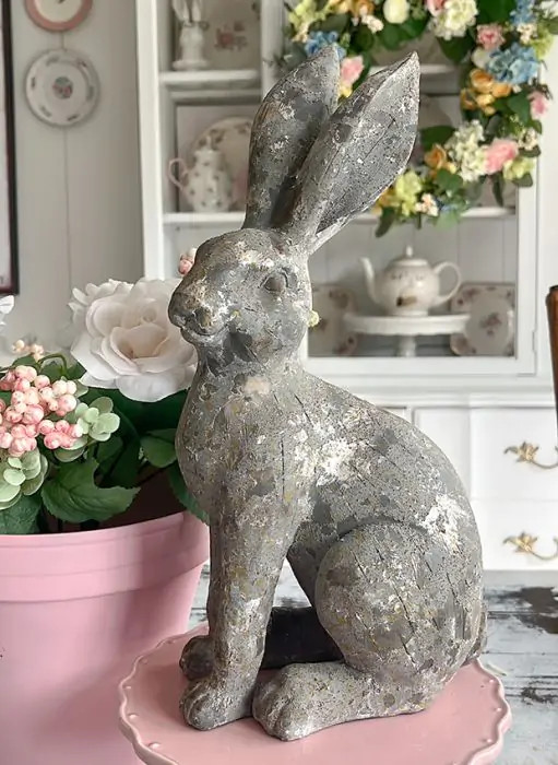 Weathered Rabbit Statue Set of 2 | Antique Farm House