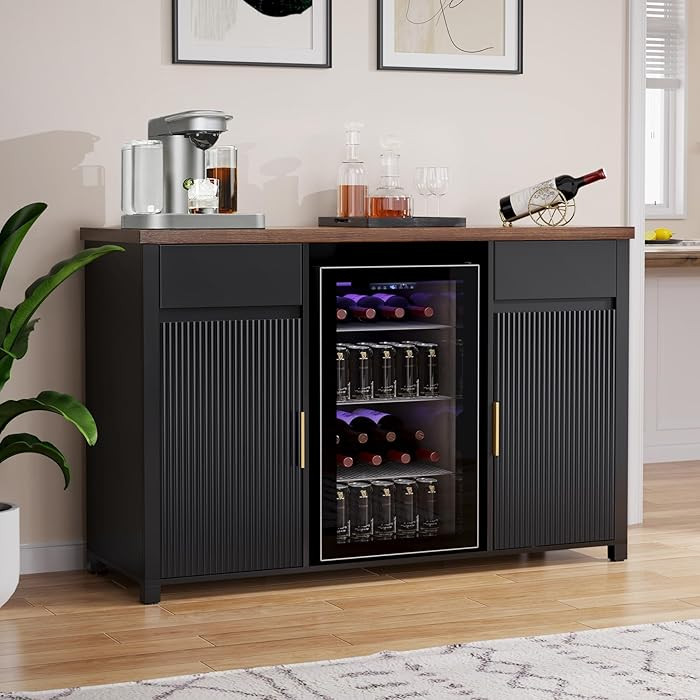 GDLF Large Coffee Bar Cabinet with Fridge Space, Mini Fridge Cabinet with Wine Storage, Buffet Si... | Amazon (US)