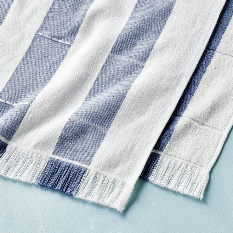 Clipped Stripe Oversized Cotton Beach Towel Blue/White - Hearth & Hand™ with Magnolia | Target