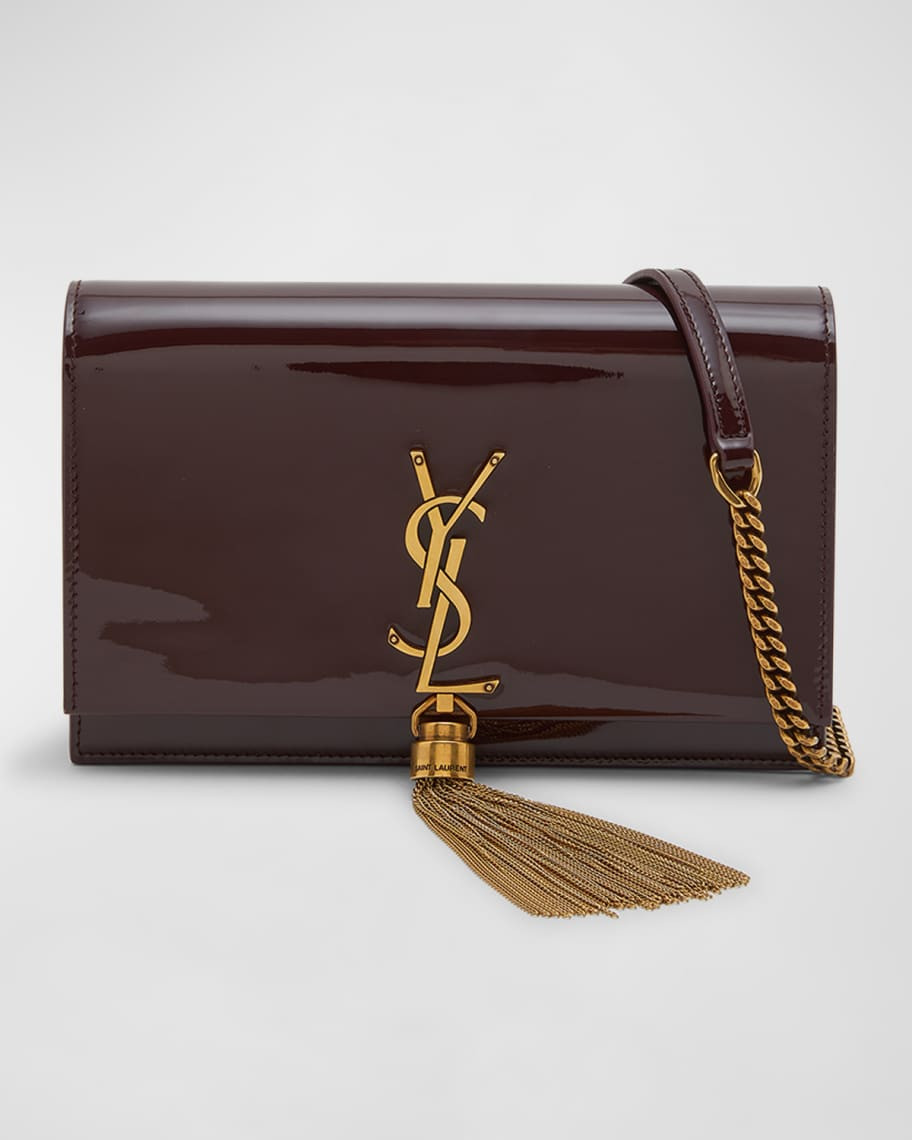 Saint Laurent Kate Small Tassel YSL Wallet on Chain in Patent Leather | Neiman Marcus