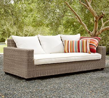 Torrey All-Weather Wicker Square Arm 86&quot; Sofa | Pottery Barn (US)
