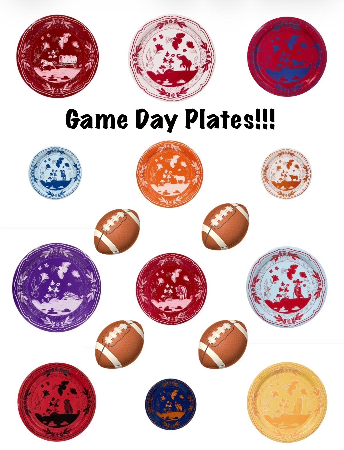 I have gotten so many questions about the adorable game day plates I posted from @Pavilion Paper. They have so many schools to choose from!!!  

You are guaranteed to have the best tailgate with these “noncommittal china” paper plates 🏈♥️💙🧡🩵💚💛￼