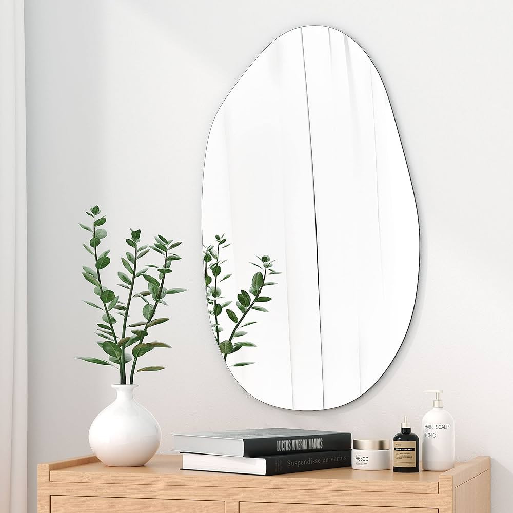 Houseables Irregular Mirror, Asymmetrical Wall Mirrors, Abstract Shaped Frame, 19.5"x33.25", Wood... | Amazon (US)