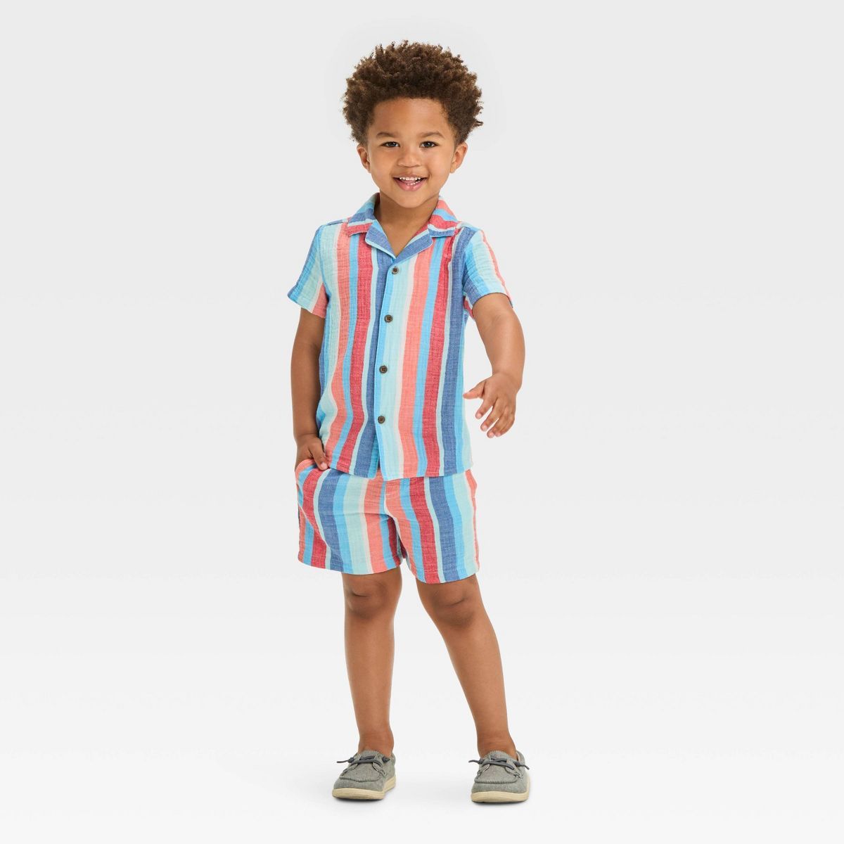 Toddler Boys' Short Sleeve Striped Gauze Set - Cat & Jack™ 5T | Target